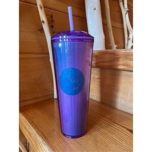 Starbucks Purple Foil Kaleidoscope Dome Cold Cup Tumbler 24 oz